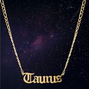 🌙Taurus Zodiac Nameplate Gold Figaro necklace⭐️